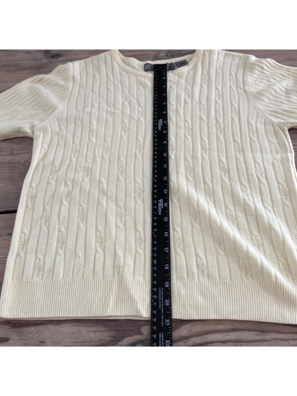 Chandler Hill Acrylic Sweater Womens L Buttery Yellow Short Sleeve Cottagecore 9 - Picture 5 of 5